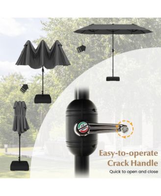 13 Feet Double-Sided Patio Twin Table Umbrella with Crank Handle