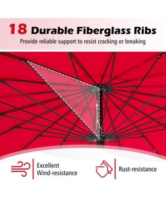 9 Feet Round Patio Umbrella with 18 Fiberglass Ribs