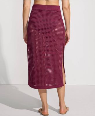 Women's Cotton Open Knit Maxi Swim Cover-up Skirt