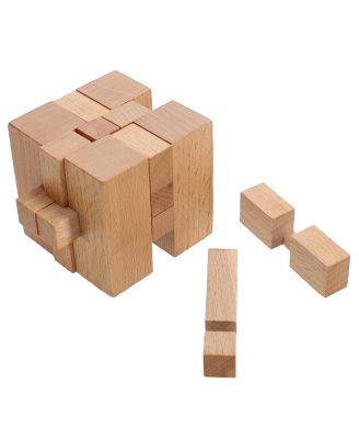 Solid Wood 3D Cube Puzzle