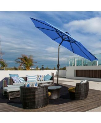 10 Feet Outdoor Patio Umbrella with Bright Solar LED Lights