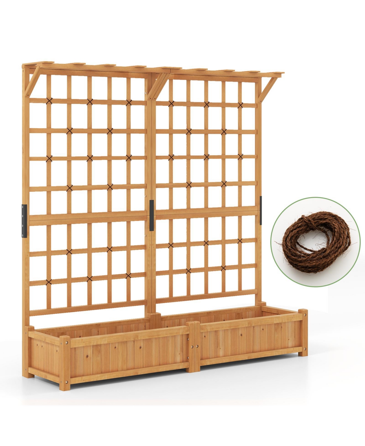 Large Planter Container with Trellis and Hanging Roof - Orange