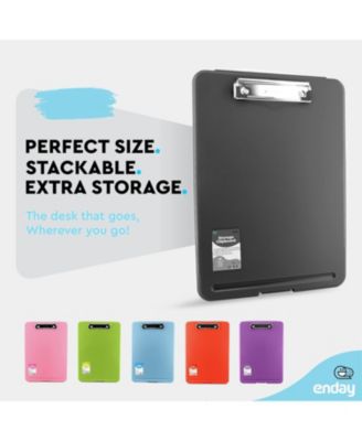 Clipboard with Storage Pink, Letter Size Storage Clipboard with Compartments Case for Nurse Teachers Plastic Translucent Holds 100 Sheets Also Avail. in Green, Pink, Red, Blue, Grey, Black-by Enday