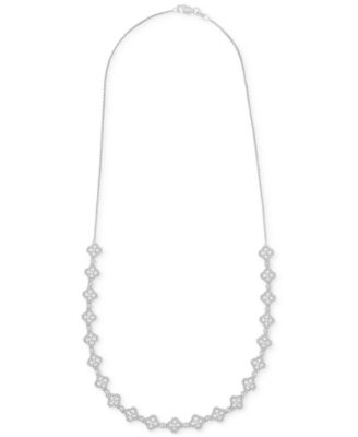 Diamond Pav&eacute; Clover 18" Collar Necklace (2 ct. t.w.) in 14k White Gold or 14k Yellow Gold, Exclusively at Macy's