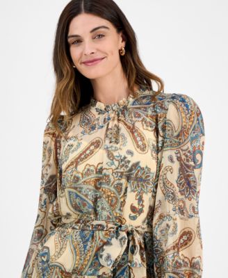 Women's Paisley-Print Fit & Flare Dress