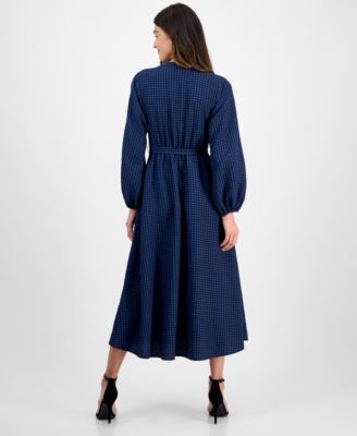 Women's Gingham-Print Belted Shirtdress