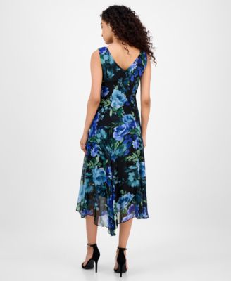 Women's Handkerchief-Hem Floral-Print Dress