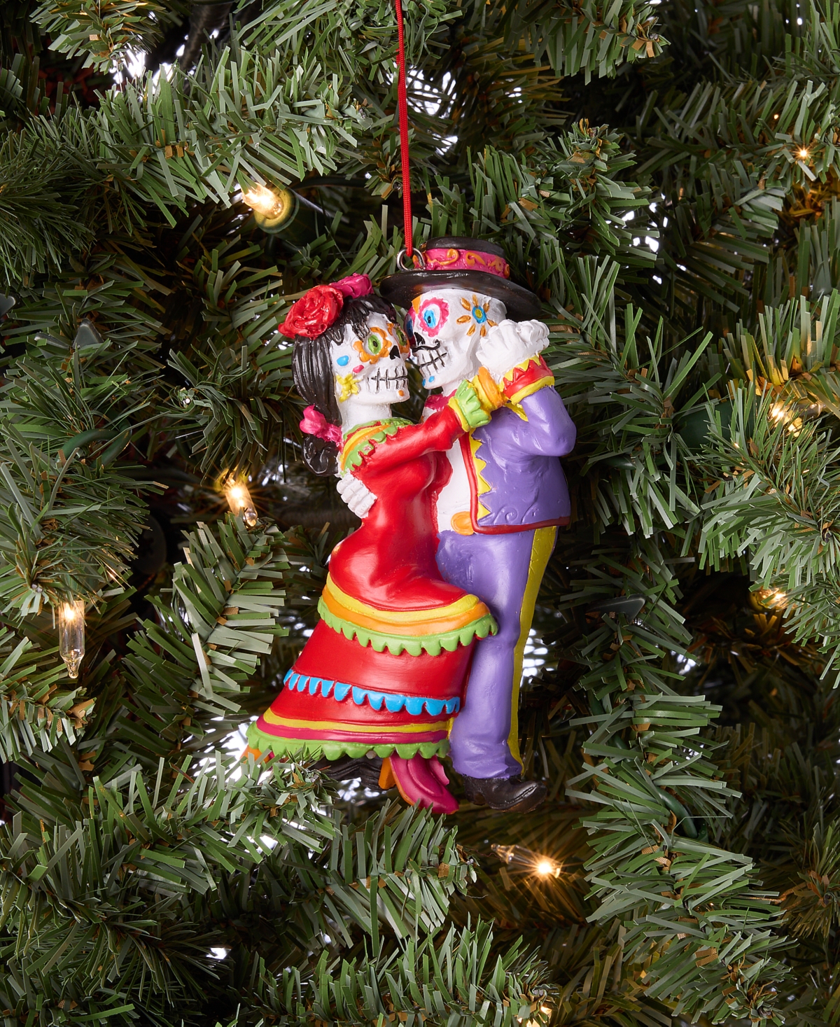 Holiday Lane Day Of The Dead Skeleton Couple Ornament, Macy's Exclusive In Transparent