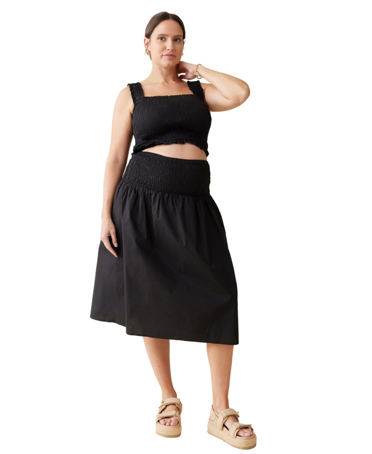 Ingrid + Isabel Maternity Ingrid + Isabel Babymoon Every Day Midi Skirt Set - Black