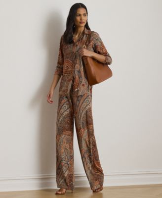 Petite Classic-Fit Paisley Crepe Shirt