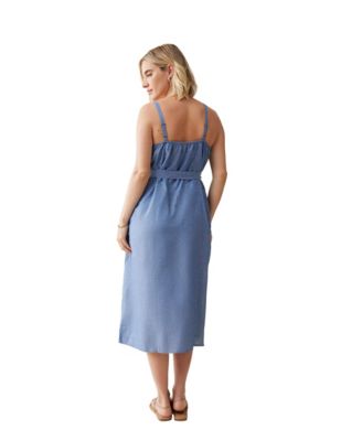 Maternity Ingrid + Isabel Chambray Button Down Midi Dress