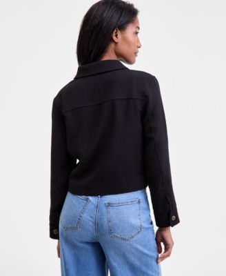 Women's Cropped Button-Front Long-Sleeve Jacket, Macy's Exclusive 