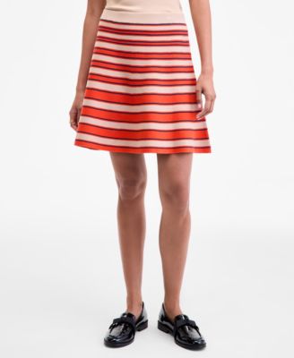Women's Striped Pull-On Flounce Sweater Mini Skirt, Macy's Exclusive