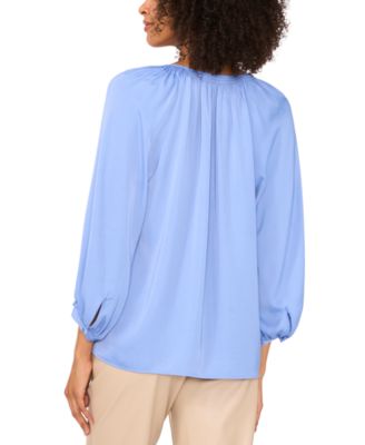 Women's Tie-Neck Peasant-Sleeve Blouse