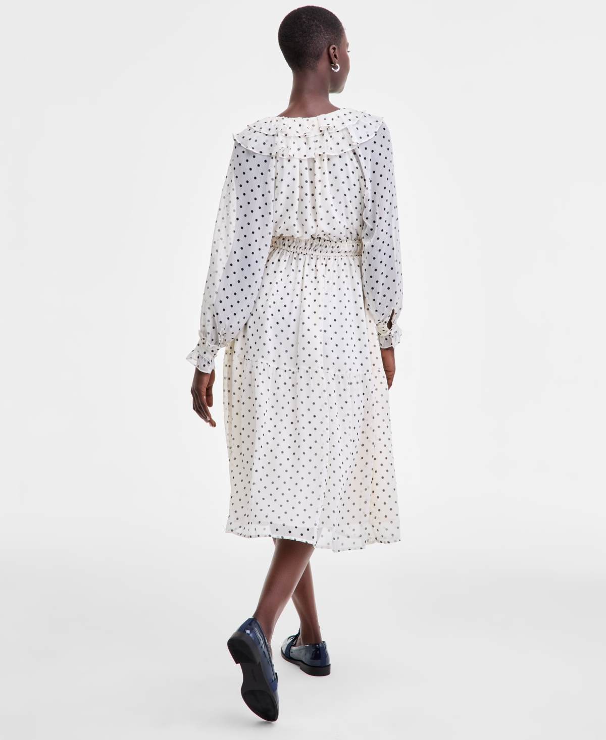 On 34th Women's Printed Ruffle-trim Long-sleeve Midi Dress, Macy's Exclusive In White