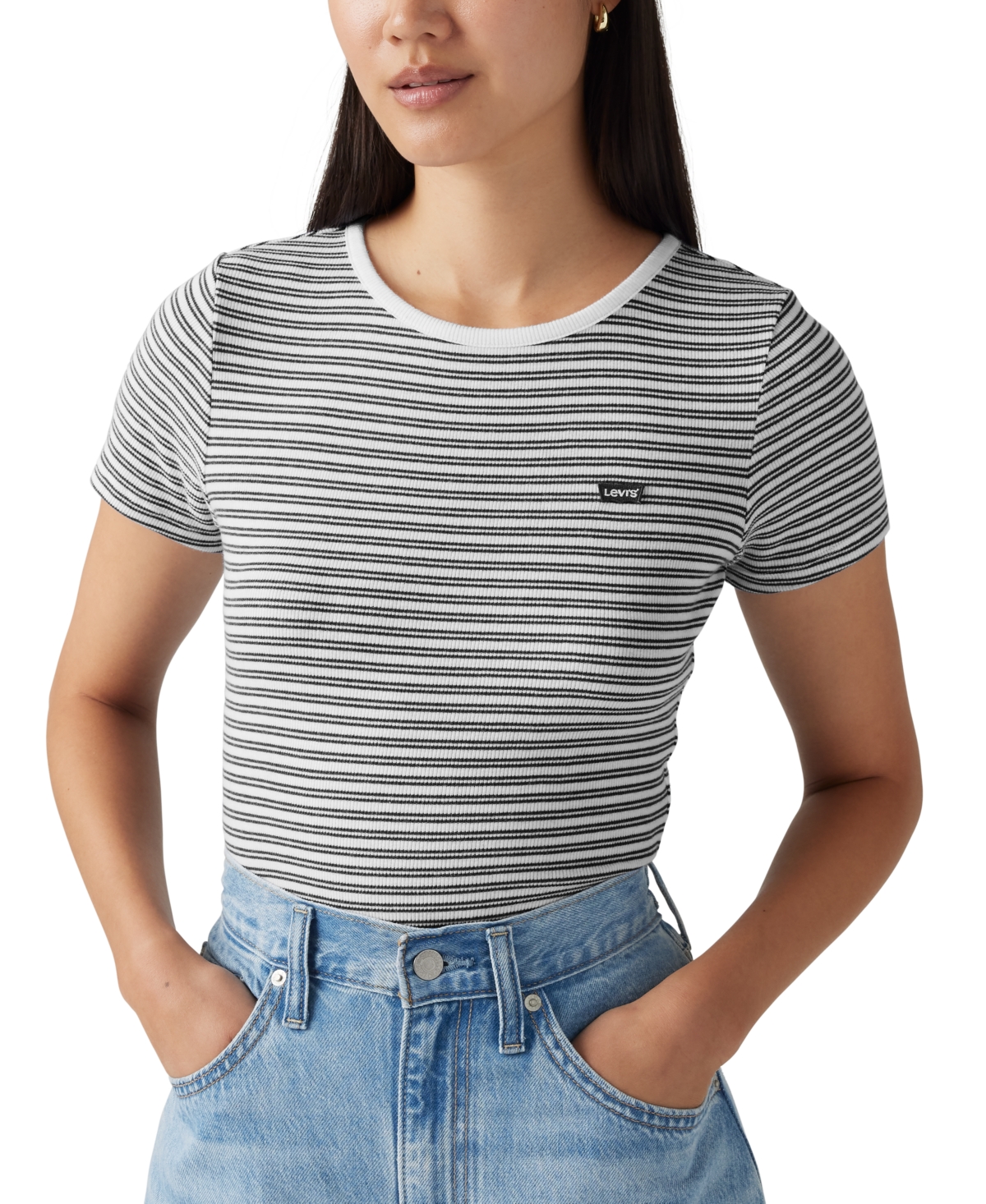 Levi's Women's Hayes Slim-fit Short-sleeve Crewneck Tee In Gray