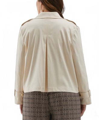 Plus Size Crop Trench Jacket