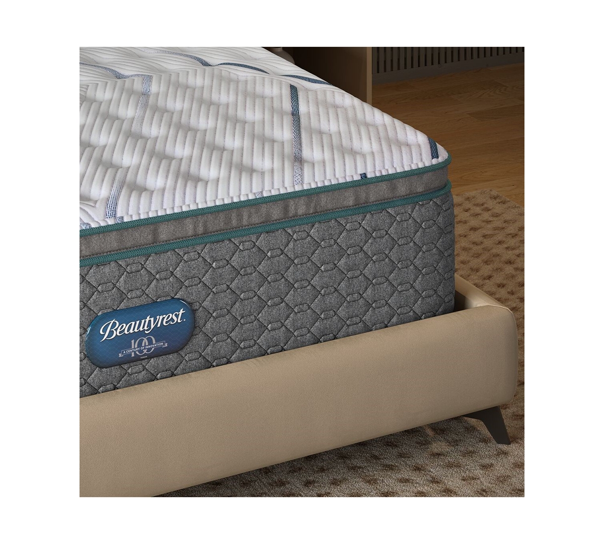 Beautyrest Madison Avenue 14.75" Plush Pillow Top Mattress Set, Queen In Gray