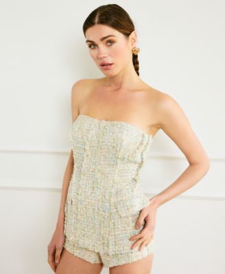 Women's Clover Tweed Strapless Top