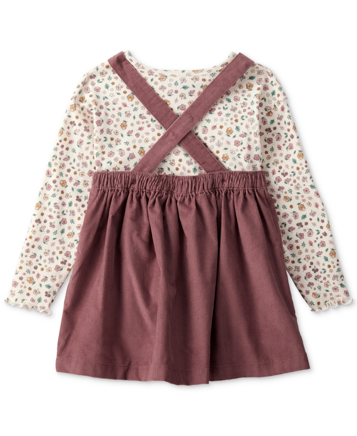Carter's Toddler Girls Cotton Floral-print Top & Corduroy Jumper, 2 Piece Set In Brown