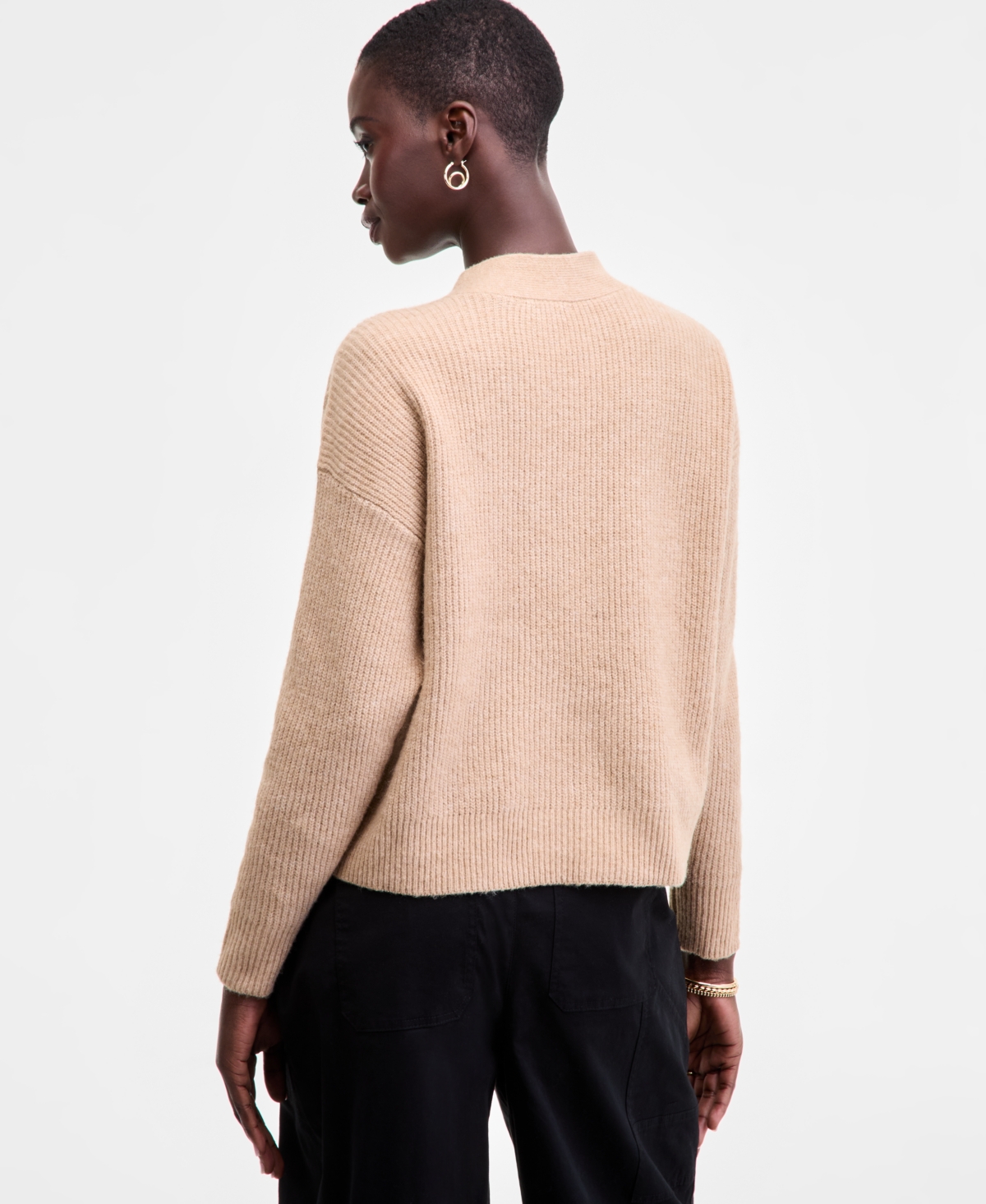 On 34th Women's Three-button Shaker Cardigan, Created For Macy's In Nude