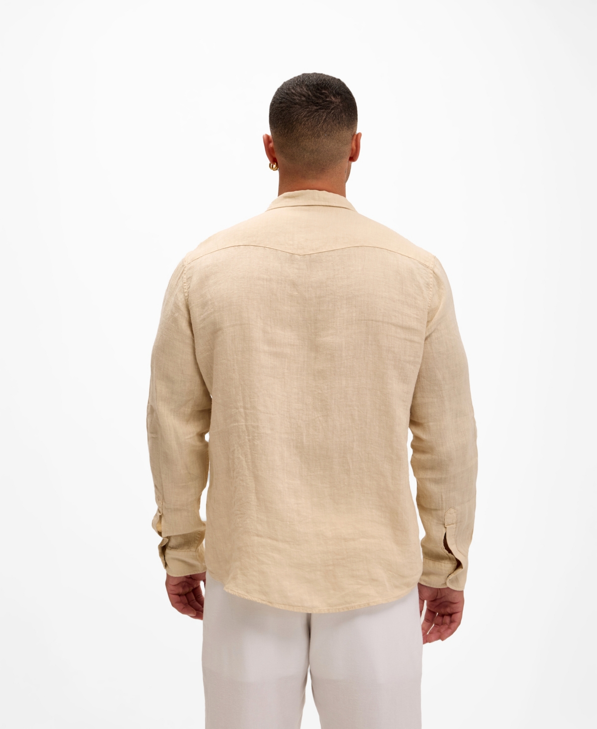 Ron Tomson Men's Fitted Snap Western Linen Shirt