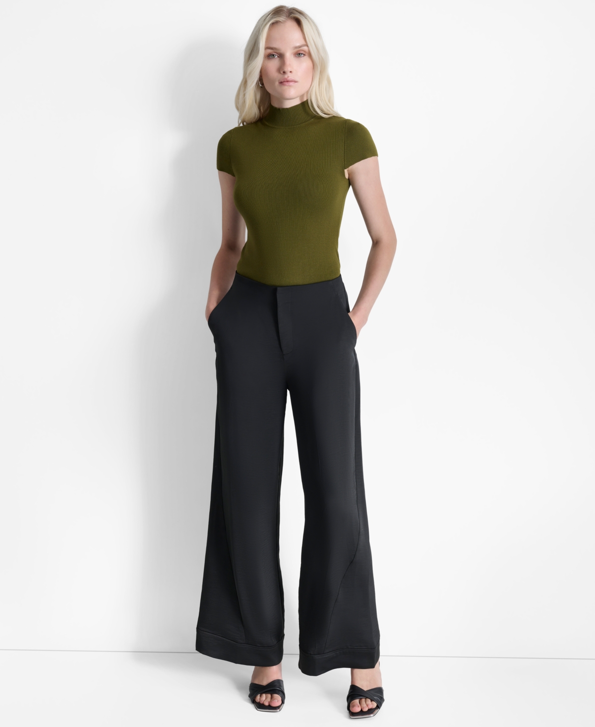 Dkny Wide Leg Pants In Black
