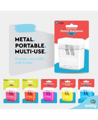 Pencil Sharpener Dual Hole Manual Yellow, Jumbo Crayon Sharpener w/Cover & Bin, Handheld Pencil Sharpeners for Large & Standard Pencils, 1 Pc –by Enday