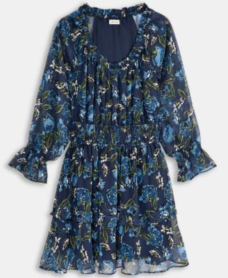 Women's Printed Smocked Ruffle Chiffon Mini Dress, Macy's Exclusive 