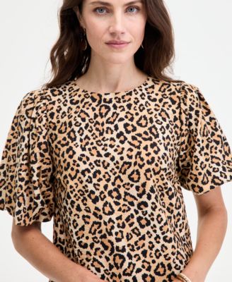 Women's Sketchy Leopard-Print Puff-Sleeve Mini Dress, Macy's Exclusive 