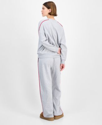 Rebellious One Juniors Big Apple Crewneck Sweatshirt Piped Sweatpants In Gray