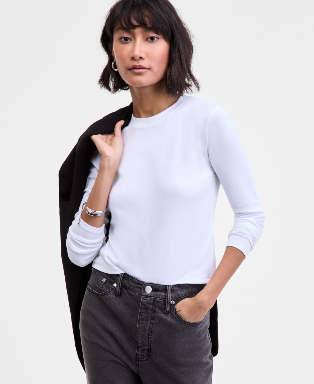 On 34th Women's Long-sleeve Top, Macy's Exclusive In White
