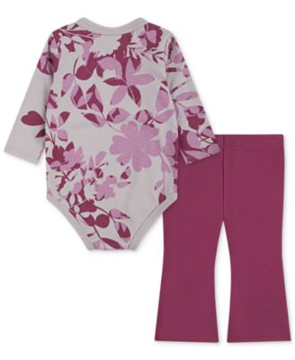 Baby Girls Printed Bodysuit & Flare Leggings, 2 Piece Set