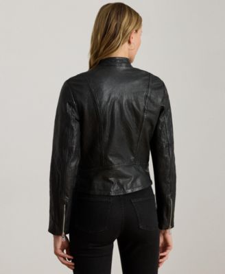 Lauren Ralph Lauren Women's Tumbled Leather Moto Jacket - Macy's