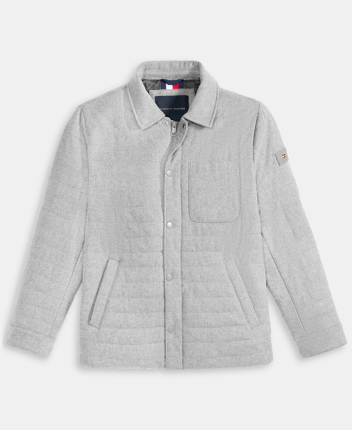 Tommy Hilfiger Men's Quilted Shirt Jacket In Gray