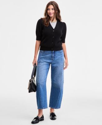 Women's Puff-Sleeve V-Neck Cardigan, Macy's Exclusive