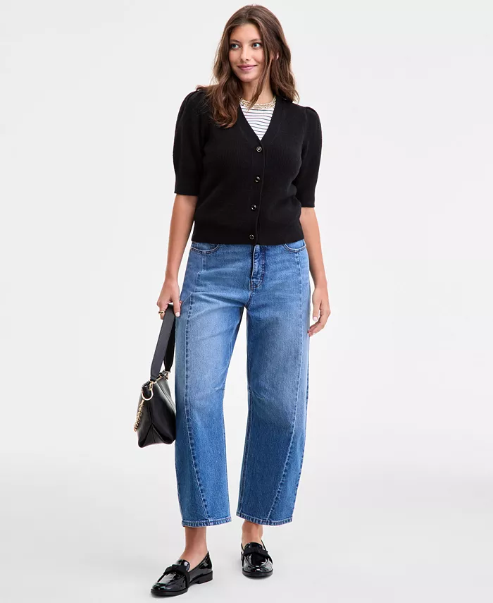 Women's Puff-Sleeve V-Neck Cardigan - thumbnail 2