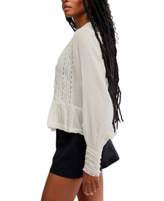 Women's Elodie Lace-Trim Button-Front Blouse