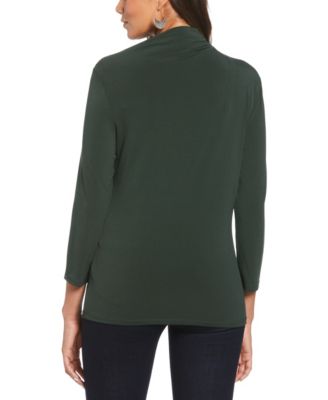 Petite Draped Knit 3/4 Sleeve Top