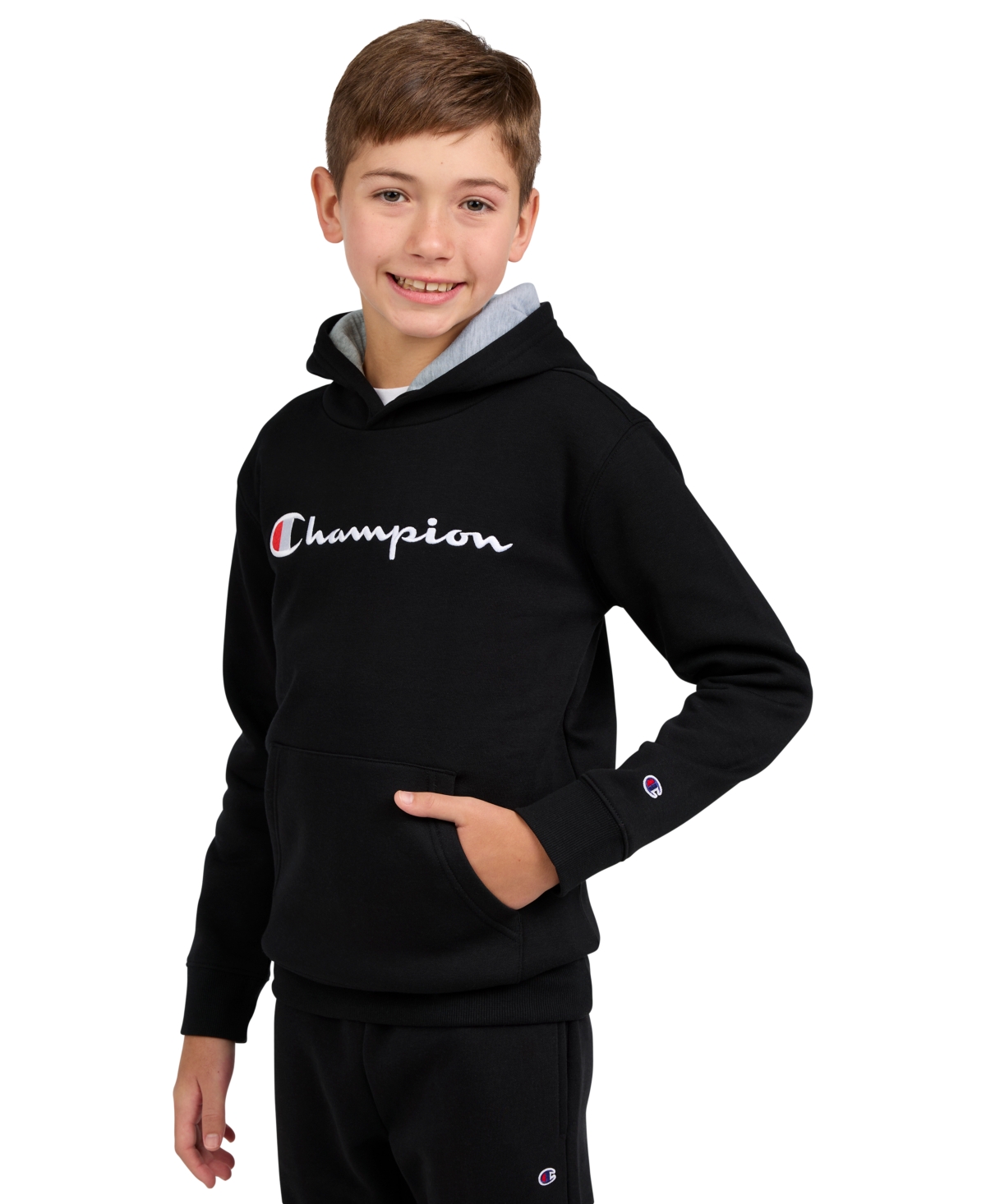 Champion Big Boys Signature Pullover Hoodie In Black
