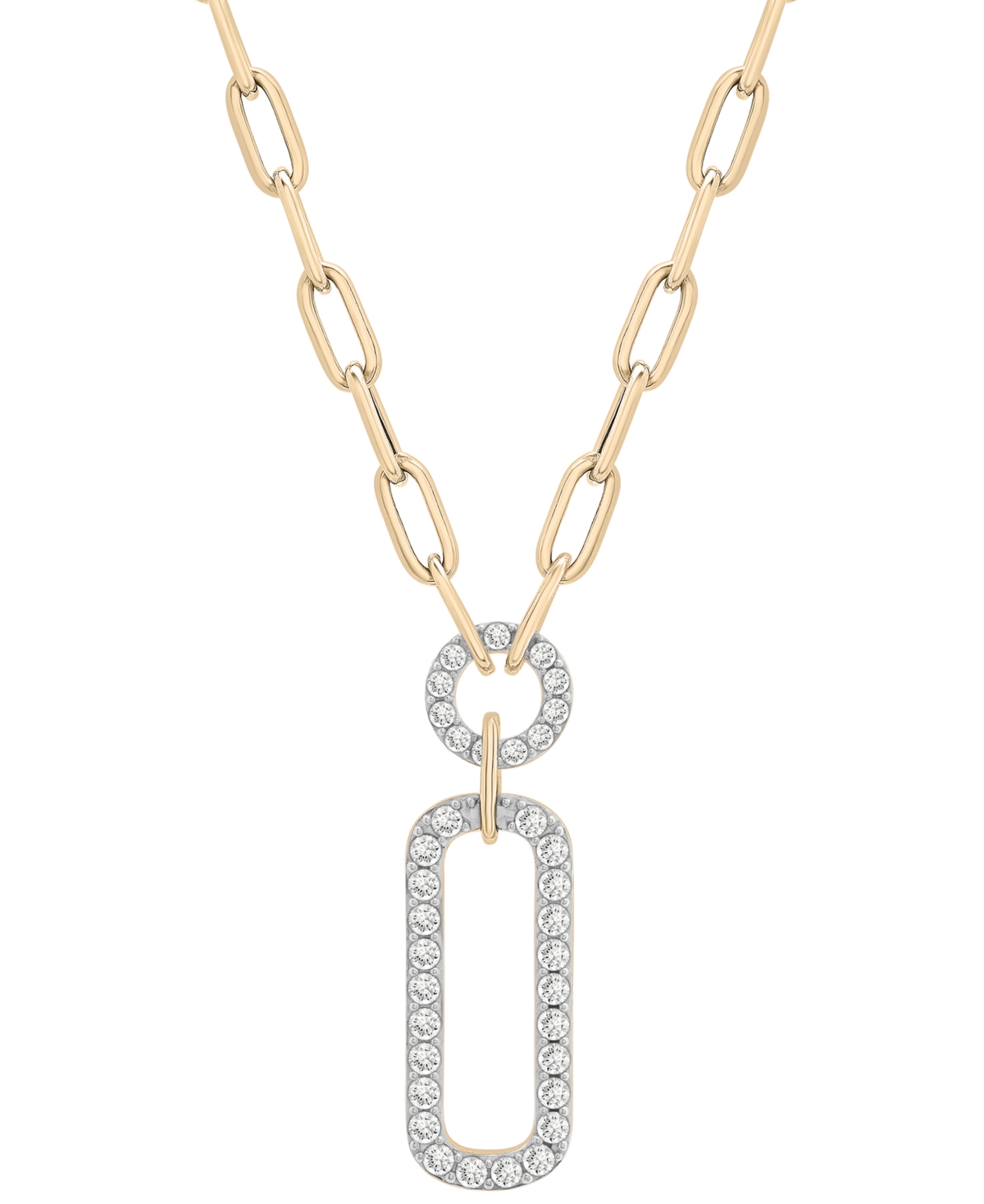 Diamond Pave Paperclip 17" Pendant Necklace (1 ct. t.w.) in 14k Gold, Exclusively at Macy's - Yellow Gold