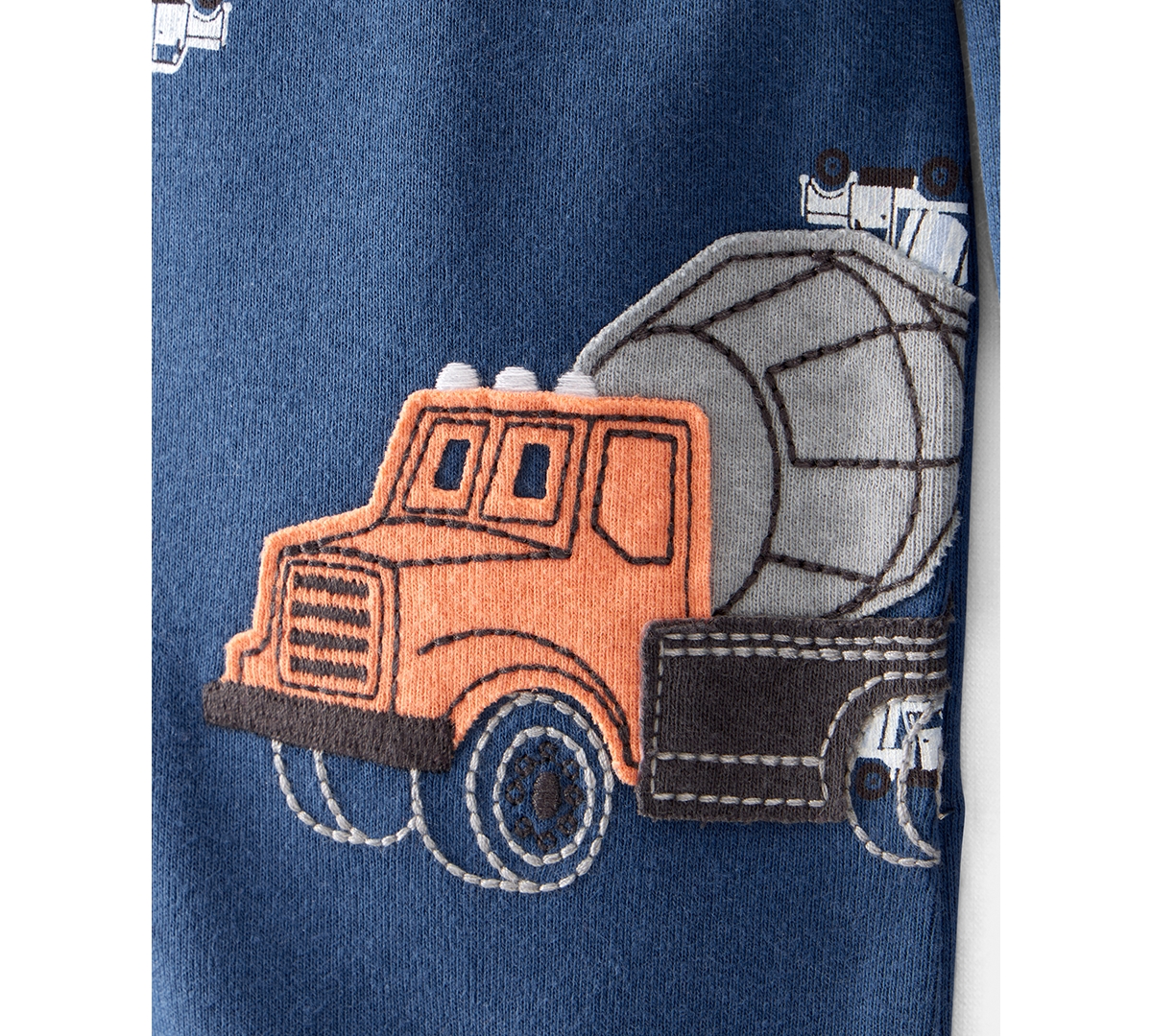 Carter's Baby Boys Construction-print Cotton Long-sleeve 2-way-zip 1-piece Footed Pajamas In Blue