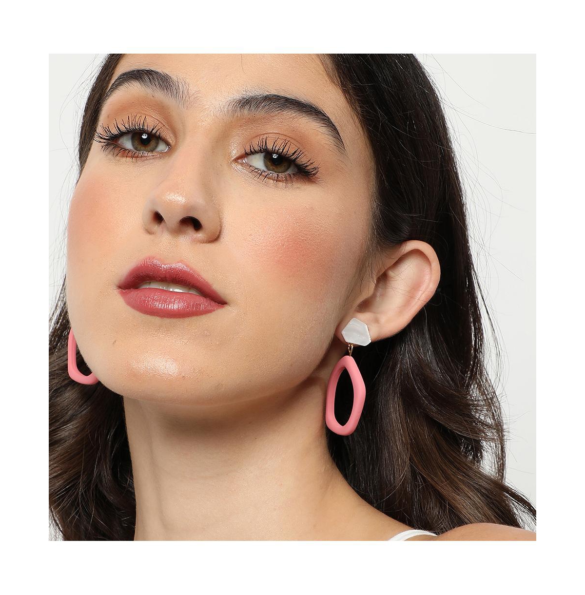 Sohi Women's Pink Pastel Circular Drop Earrings In Pink