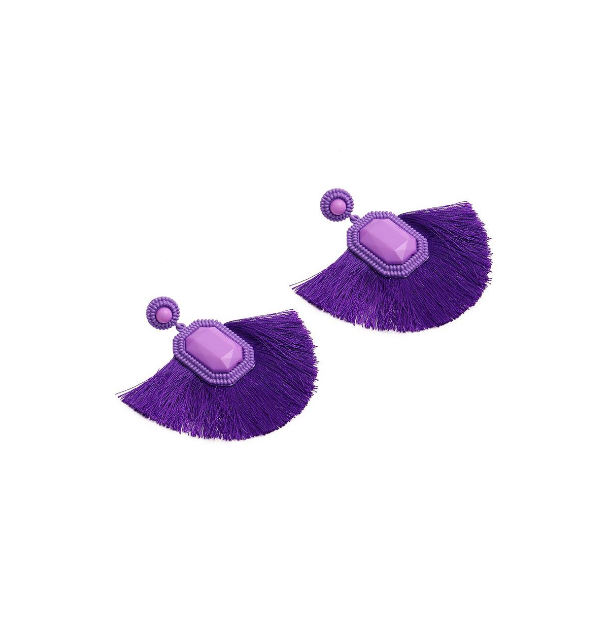 Women's Purple Tassel Drop Earrings - Purple