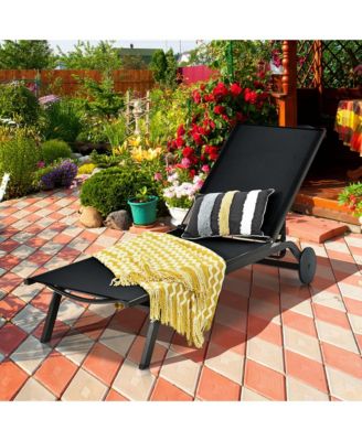 Outdoor Lounge Chair Chaise Reclining Aluminum Fabric Adjustable