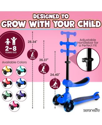 3-Wheel Foldable Kids Scooter - Child Toy Scooter with Built-in LED Wheel Lights, Foldable Seat, and Easy Maneuvering Lean-to-Steer