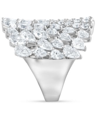 Lab Grown Diamond Pear & Round Multirow Statement Ring (5 ct. t.w.) in 14k White Gold