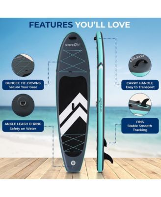 Inflatable Stand-Up Paddle-Board with Double-Action Hand Pump, 3-Piece Aluminum Paddle, Leash, Removable Fin + 2 Side Fins