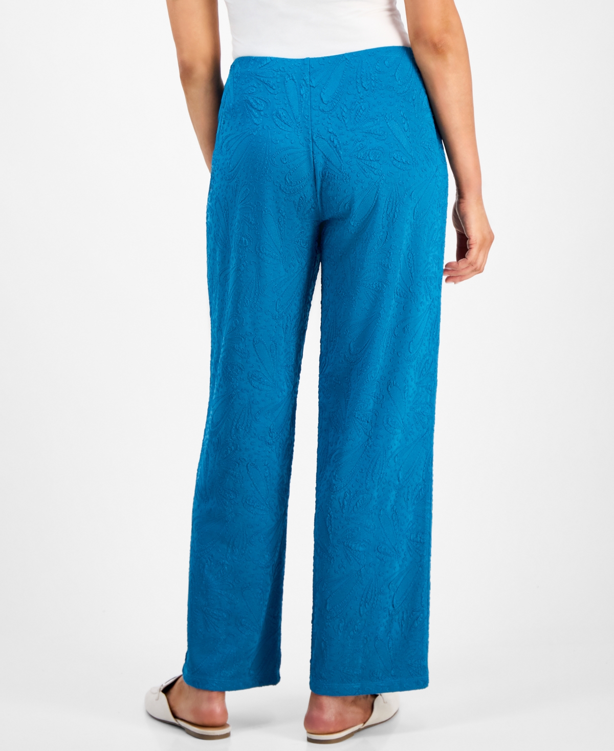 Jm Collection Women's Textured Knit Pull-on Pants, Exclusively At Macy's In Blue