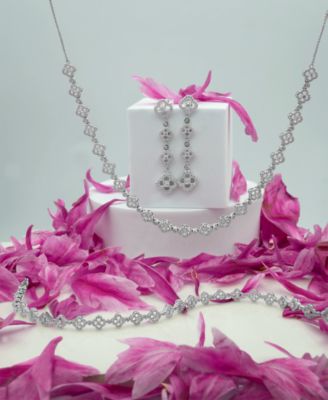 Diamond Clover Drop Earrings (1-1/2 ct. t.w.) in 14k White Gold, Exclusively at Macy's